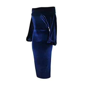 Elegant Salimdy One Off Shoulder Velvet Midi Dress