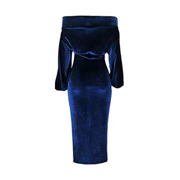 Elegant Salimdy One Off Shoulder Velvet Midi Dress