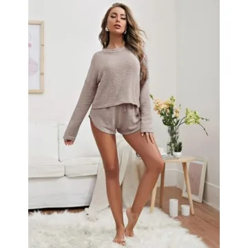 Cozy Ekouaer Waffle Knit Pajama Set for Women