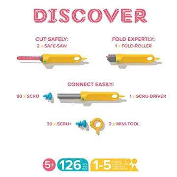 Makedo Discover | 126 Piece Cardboard Construction Toolbox for 1-5 Makers | STEM and STEAM Education...