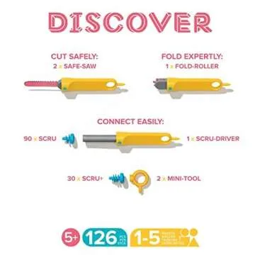 Makedo Discover | 126 Piece Cardboard Construction Toolbox for 1-5 Makers | STEM and STEAM Education...