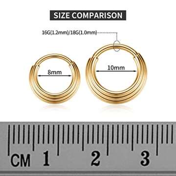 Triple Stacked Septum Jewelry Gold Septum Nose Ring 16G Septum Clicker 10mm Septum Piercing Daith Co...