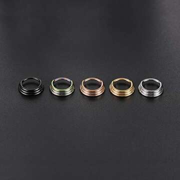 Triple Stacked Septum Jewelry Gold Septum Nose Ring 16G Septum Clicker 10mm Septum Piercing Daith Conch Helix Lobe Piercing Jewelry Daith Cartilage Lobe Earrings Conch Hoop Earring Nose Ring Hoop