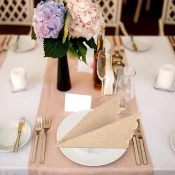 Fuutreo 100 Pcs Scalloped Cocktail Napkins Thick Paper Disposable Party Napkins Beverage Tissue for Wedding Dinner Birthday Supplies, 5 x 5 Inches(Light Orange)