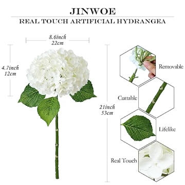 Lifelike JINWOE White Hydrangea Flowers for All Occasions