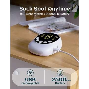 X-Bosak Nasal Aspirator for Baby, Hospital Grade, Electric Nose Sucker with Adjustable 9 Levels Suction, Rechargeable with Night Light and Nursery Rhyme, White