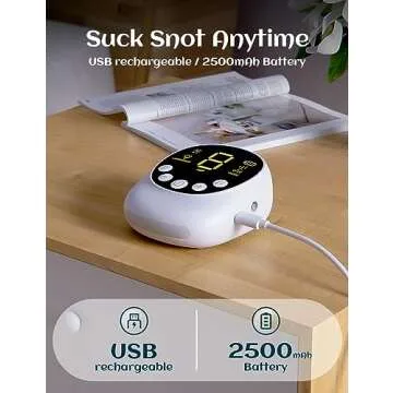 X-Bosak Nasal Aspirator for Baby, Hospital Grade, Electric Nose Sucker with Adjustable 9 Levels Suction, Rechargeable with Night Light and Nursery Rhyme, White