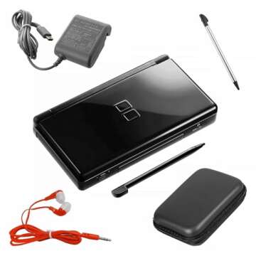 Nintendo DS Lite Premium Bundle (Onyx Black) - Fully Refurbished with Charger and Case