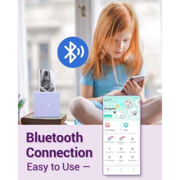 Phomemo M02 Pocket Printer-Mini Printer Sticker Maker Bluetooth Thermal Sticker Printer for Study, Office, Home, Birthday Gift, Receipts, Purple