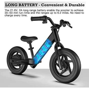 Hiboy BK1 Electric Bike for Kids Ages 3-5 Years Old, 24V 100W Electric Balance Bike with 12 inch Inflatable Tire and Adjustable Seat, Electric Motorcycle for Kids Boys & Girls (Black)