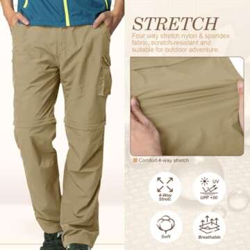 Jessie Kidden Mens Hiking Pants Convertible Quick Dry Lightweight Zip Off Outdoor Fishing Travel Saf...