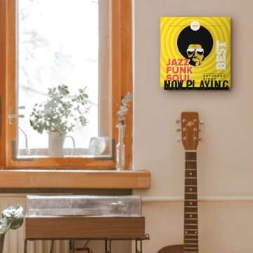 Marsui Now Playing Vinyl Record Wooden Wall Stand Now Playing Vinyl Record Shelf Hanging Wall Mount Record Display Storage Holder Wood Vinyl Record Album Storage Shelf for Room (Black)
