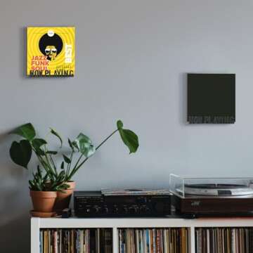 Marsui Now Playing Vinyl Record Wooden Wall Stand Now Playing Vinyl Record Shelf Hanging Wall Mount Record Display Storage Holder Wood Vinyl Record Album Storage Shelf for Room (Black)