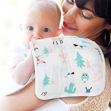 Yoofoss Muslin Burp Cloths for Baby 10 Pack 100% Cotton Baby Washcloths for Boys Girls Large 20''X10'' Super Soft and Absorbent Alpaca
