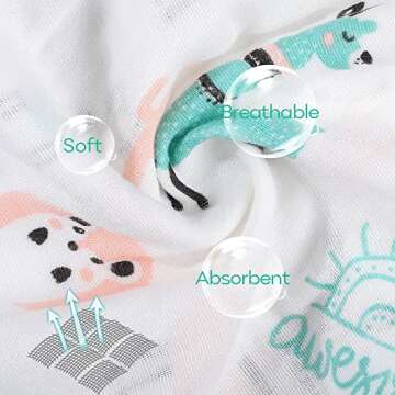 Yoofoss Muslin Burp Cloths for Baby 10 Pack 100% Cotton Baby Washcloths for Boys Girls Large 20''X10'' Super Soft and Absorbent Alpaca