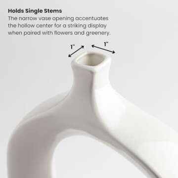 Torre & Tagus 15" Tall Ceramic White Hollow Vase