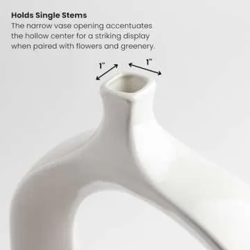 Torre & Tagus 15" Tall Ceramic White Hollow Vase