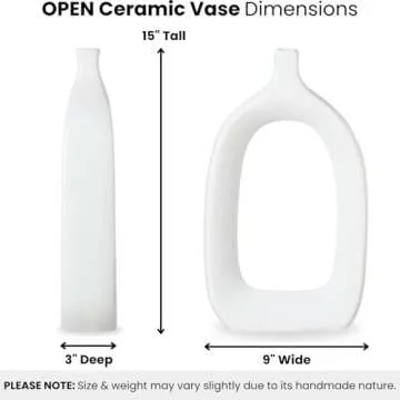 Torre & Tagus 15" Tall Ceramic White Hollow Vase