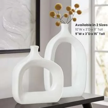 Torre & Tagus 15" Tall Ceramic White Hollow Vase