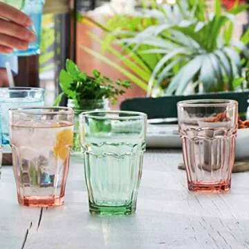 Bormioli Rocco Rock Bar Lounge 12.5 oz. Stackable Long Beverage Glass for Cocktails, Cold Drinks, Soda, or Water, 6 Count (Pack of 1), Peach