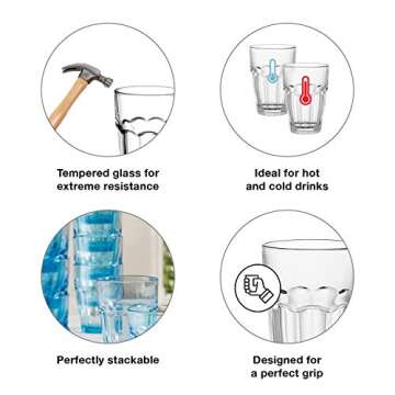 Bormioli Rocco Rock Bar Lounge 12.5 oz. Stackable Long Beverage Glass for Cocktails, Cold Drinks, Soda, or Water, 6 Count (Pack of 1), Peach