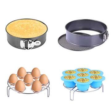 Fopurs Pressure Cooker Accessories Set, Compatible with Instant Pot 5,6,8 QT, Steamer Basket, Egg Bites Mold, Springform Pan, Egg Rack, 4 Cooking time Magnets, Dish Clip, Silicone Mitts and More