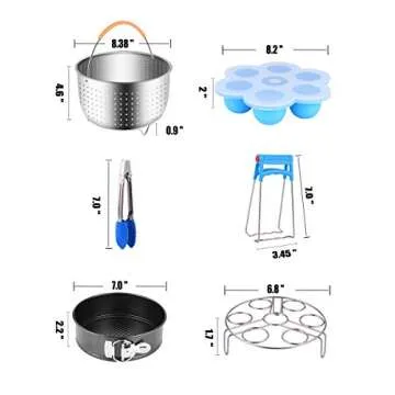 Fopurs Pressure Cooker Accessories Set, Compatible with Instant Pot 5,6,8 QT, Steamer Basket, Egg Bites Mold, Springform Pan, Egg Rack, 4 Cooking time Magnets, Dish Clip, Silicone Mitts and More