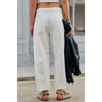 GREAIDEA Women's Mid Rise Wide Leg Cropped Denim Jeans