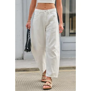 GREAIDEA Women's Mid Rise Wide Leg Cropped Denim Jeans