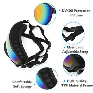 Flantor Dog Sunglasses - UV Protection Pet Eyewear for Large Dogs with Adjustable Strap