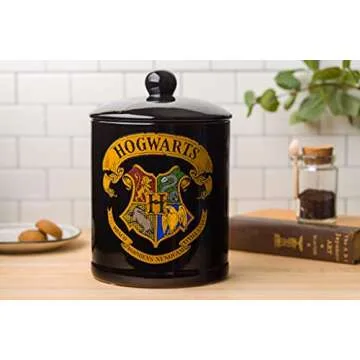 Silver Buffalo Harry Potter Hogwarts House Crest Ceramic Cookie Snack Candy Jar (Large)