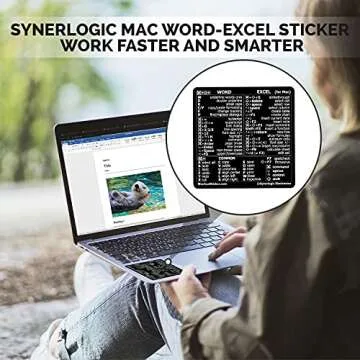 Synerlogic (1 Set) Mac OS + Word & Excel Shortcuts Cheat Sheet Sticker Bundle | Quick Reference Keyboard Shortcut Stickers | Word Excel Shortcuts Sticker MacBook (Black)