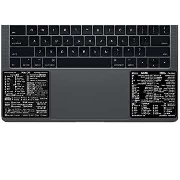 Synerlogic (1 Set) Mac OS + Word & Excel Shortcuts Cheat Sheet Sticker Bundle | Quick Reference Keyboard Shortcut Stickers | Word Excel Shortcuts Sticker MacBook (Black)