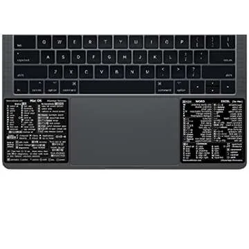 Synerlogic (1 Set) Mac OS + Word & Excel Shortcuts Cheat Sheet Sticker Bundle | Quick Reference Keyboard Shortcut Stickers | Word Excel Shortcuts Sticker MacBook (Black)