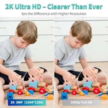 Alaga 2K Indoor Security Camera, Baby Monitor, Dog Monitor, AI Motion Detection, 2-Way Audio, Night Vision, Indoor Camera with Phone App, Compatible with Alexa & Google Home