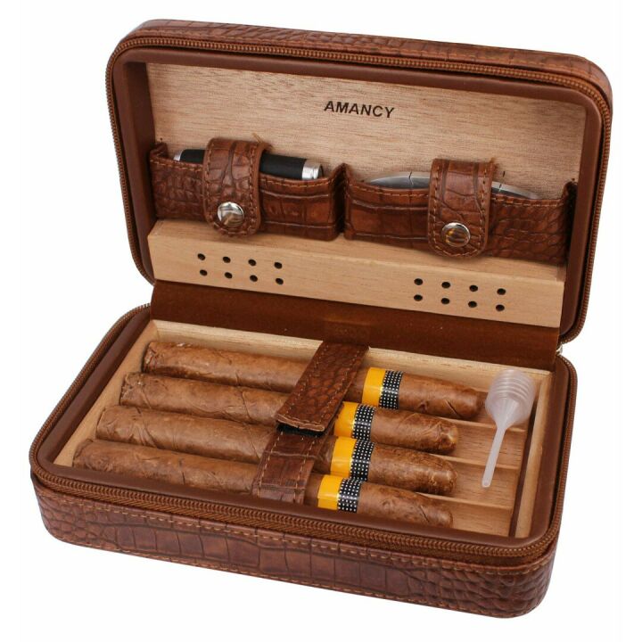 Premium Cigar Travel Case with Cutter & Lighter