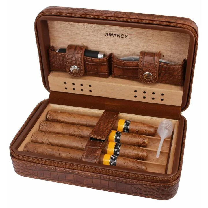 Premium Cigar Travel Case with Cutter & Lighter