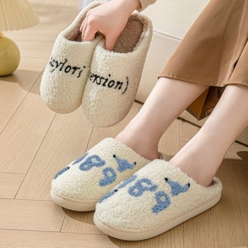 sharllen Taylors Slippers for Women Men,1989 Version Slippers,Memory Foam Slip on Cute House Slippers,Warm Plush Winter Bedroom Slippers,Indoor Comfy Fuzzy Fluffy Slippers
