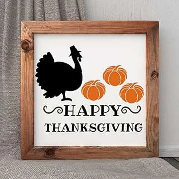 CINPIUK 14PCS Fall Stencils Painting on Wood, Reusable Thanksgiving DIY Farmhouse Wood Signs Hello Fall Gather Farm Fresh Pumpkin Turkey Templates for Home Decor Halloween Art Crafts, Assorted Sizes