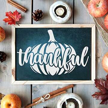 CINPIUK 14PCS Fall Stencils Painting on Wood, Reusable Thanksgiving DIY Farmhouse Wood Signs Hello Fall Gather Farm Fresh Pumpkin Turkey Templates for Home Decor Halloween Art Crafts, Assorted Sizes