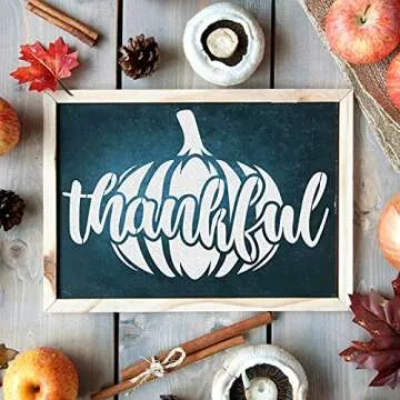 CINPIUK 14PCS Fall Stencils Painting on Wood, Reusable Thanksgiving DIY Farmhouse Wood Signs Hello Fall Gather Farm Fresh Pumpkin Turkey Templates for Home Decor Halloween Art Crafts, Assorted Sizes