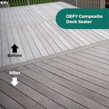 DEFY Composite Deck Sealer and Composite Deck Restorer - Premium Waterproof Sealant for Weathered Composite Wood, Transparent Waterproof Coating, 1 Gallon
