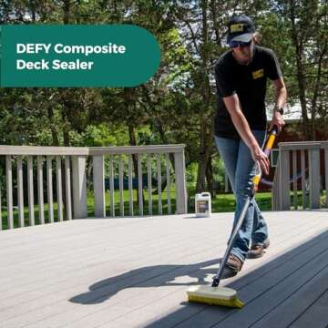 DEFY Composite Deck Sealer and Composite Deck Restorer - Premium Waterproof Sealant for Weathered Composite Wood, Transparent Waterproof Coating, 1 Gallon