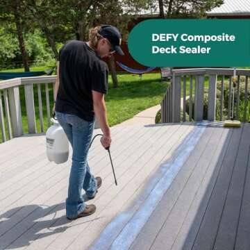 DEFY Composite Deck Sealer and Composite Deck Restorer - Premium Waterproof Sealant for Weathered Composite Wood, Transparent Waterproof Coating, 1 Gallon