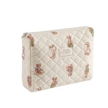 uekeboag Quilted Cotton Makeup Bag,Coquette Quilted Toiletry Bag for Women and Girls,Floral Coquette...
