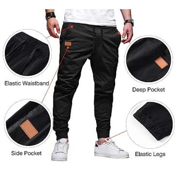 JMIERR Men's Casual Joggers Pants - Cotton Drawstring Chinos Cargo Pants Hiking Outdoor Twill Track ...