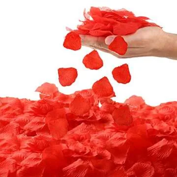 Bbto 200 Pcs Artificial Rose Petal with 9 Pcs Heart Shape Candles Romantic Love Candle Tealight Candle Scatter Petal Romantic Decorations for Wedding Valentine's Day Dinner Cake Decor Party Favor