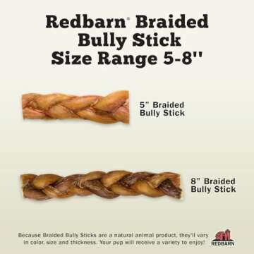 Natural Braided Bully Sticks for Dogs - 8 oz Pack
