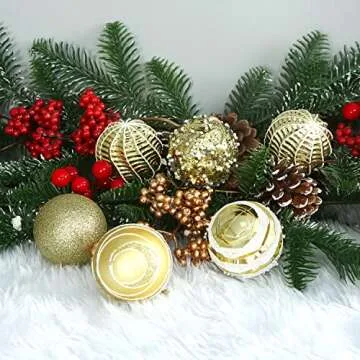 Sattiyrch 20ct Gold Christmas Tree Ornaments Set