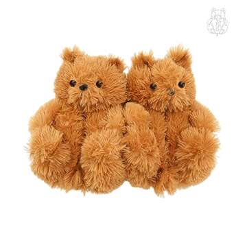 Qsleep DreamQi Cute Teddy Bear Slippers Fashion Soft Plush Teddy Bear House Slippers Indoor Anti-Sli...